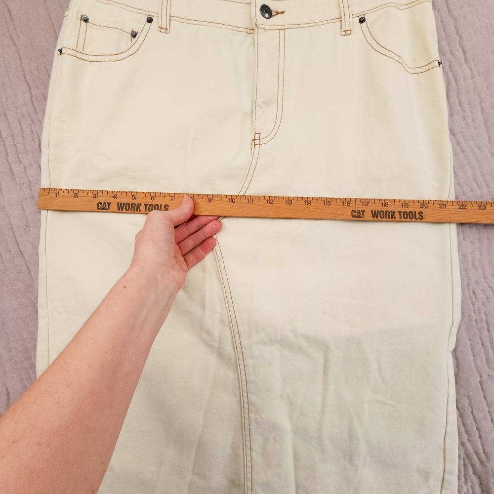 Future Collective Skirt 12 Womens Cream Denim Midi Reese Blutstein Boho Grunge - Picture 7 of 12